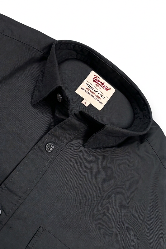 Men Solid Black Premium Cotton Long Sleeve Shirt GIZA