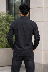 Men Black Plain Full Sleeve Casual Shirt ZDOBBY