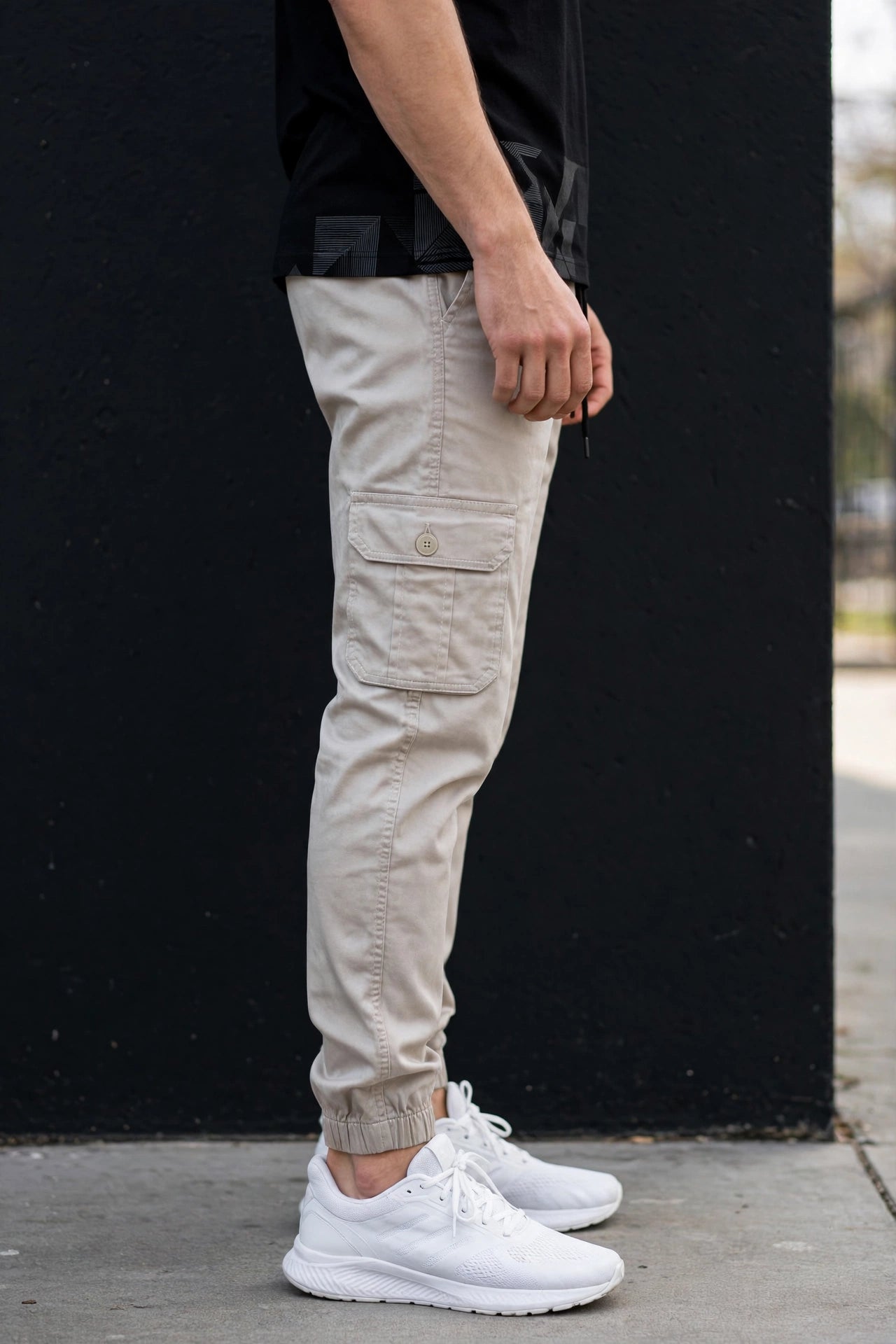 Men Light Grey Cargo Jogger Pants - 6 Pocket Slim Fit P-402