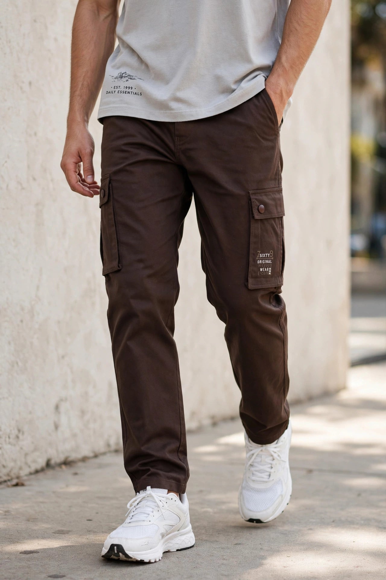 Men Coffee Cargos Multi-Pocket Pants 1717