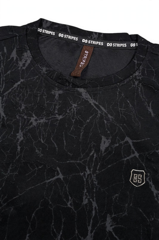 Men Black Marble Print Full Sleeve Sweatshirt ATL3023