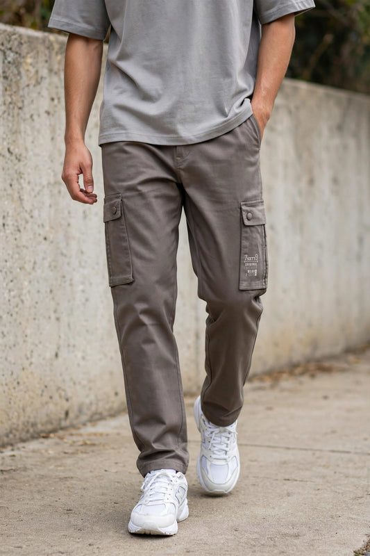 Men Grey Cargos Multi-Pocket Pants 1717