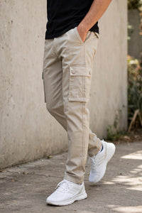 Men Beige Cargos Multi-Pocket Pants 1717