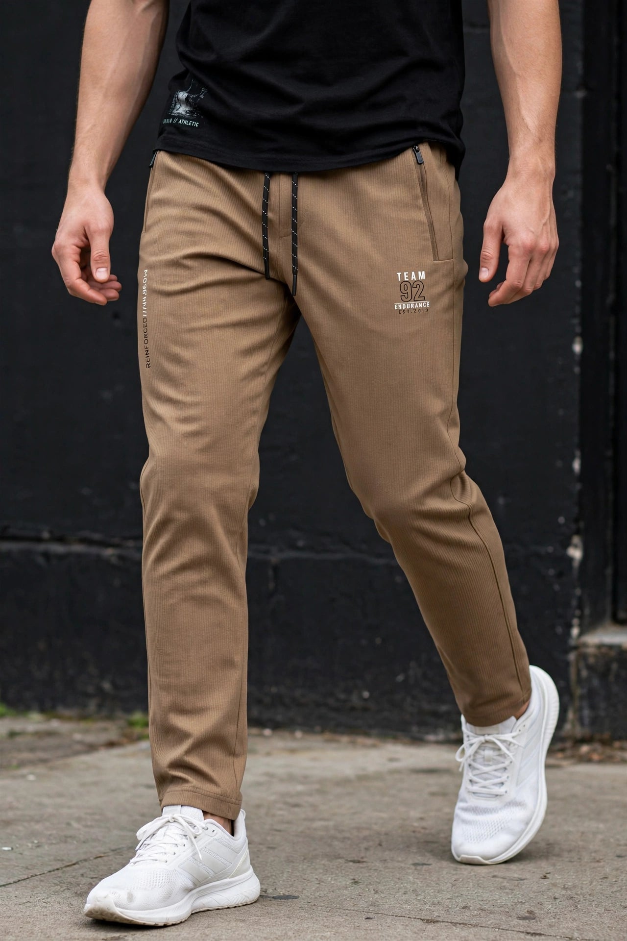 Men Brown Track Pants with Zip Pockets ST-54