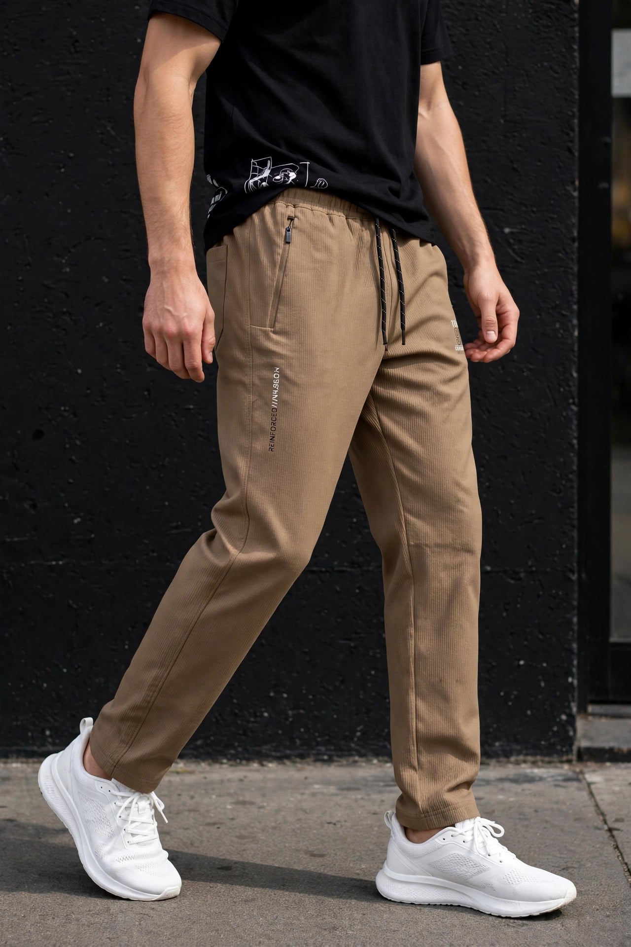 Men Brown Track Pants with Zip Pockets ST-54