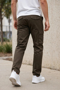 Men Olive Cargos Multi-Pocket Pants 1717