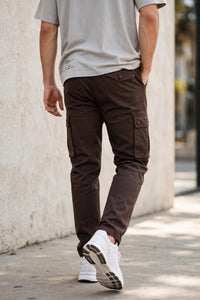 Men Coffee Cargos Multi-Pocket Pants 1717