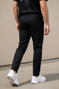 Men Black Track Pants with Zip Pockets ST-54