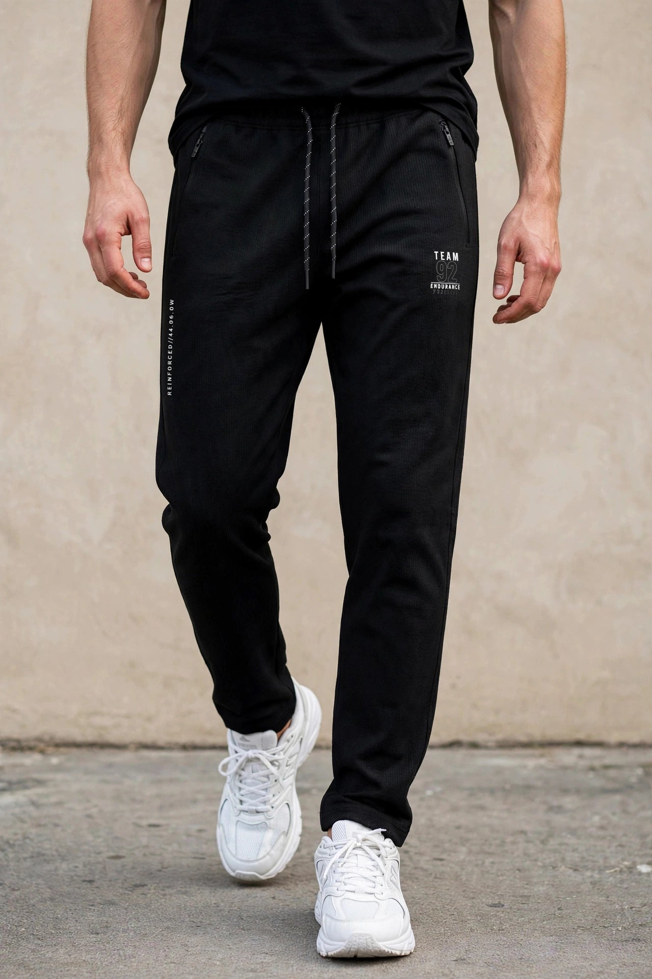 Men Black Track Pants with Zip Pockets ST-54