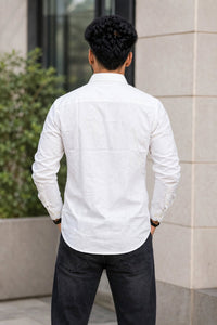 Men White Plain Full Sleeve Casual Shirt ZDOBBY