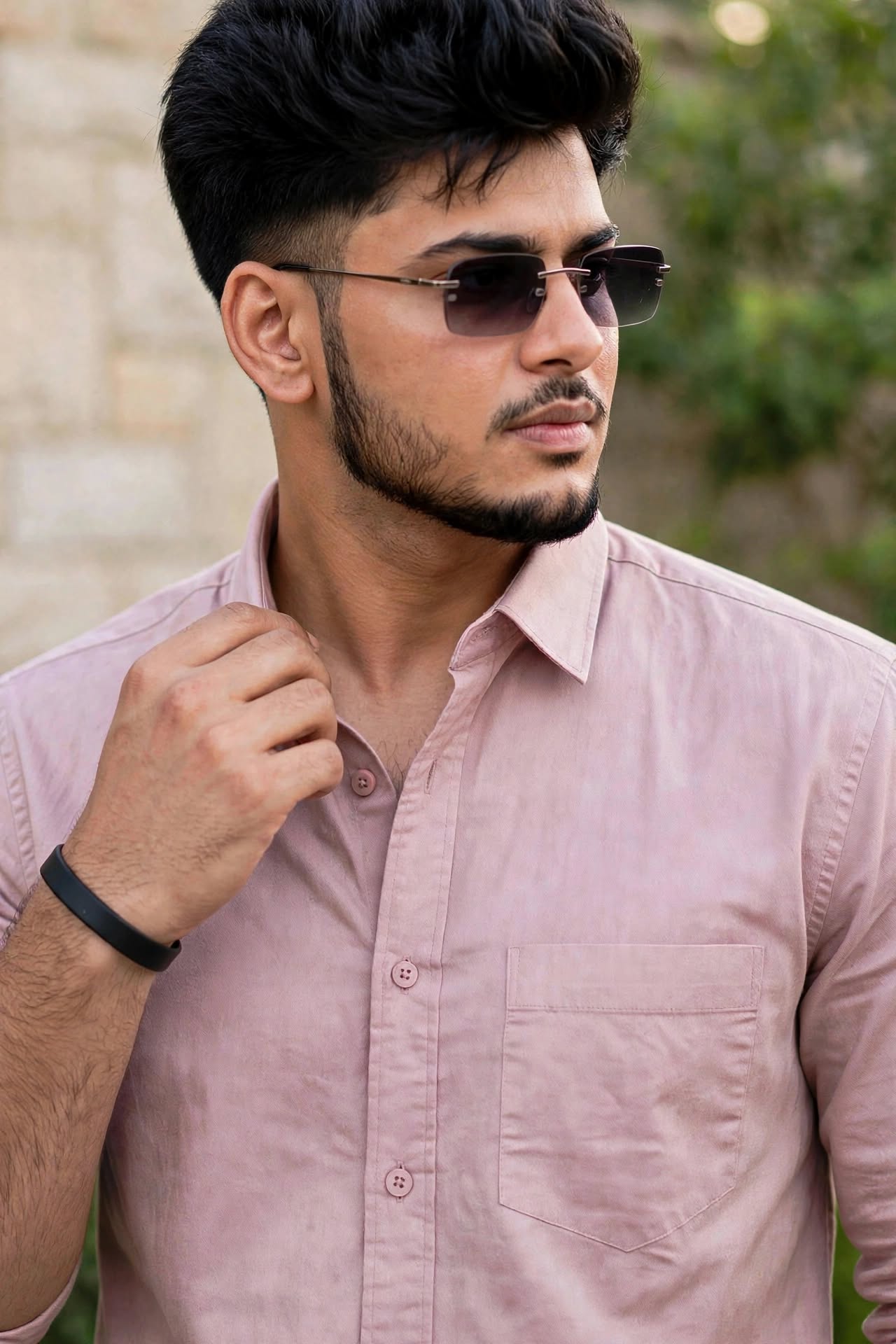 Men Rose Pink Plain Full Sleeve Casual Shirt ZDOBBY