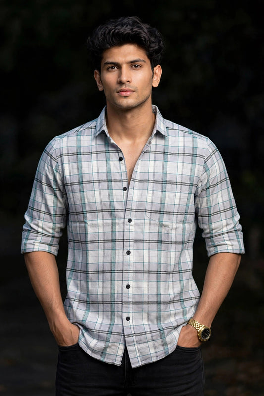 Men Pista Checkered Shirt - Casual Party & Office Wear 1089-R