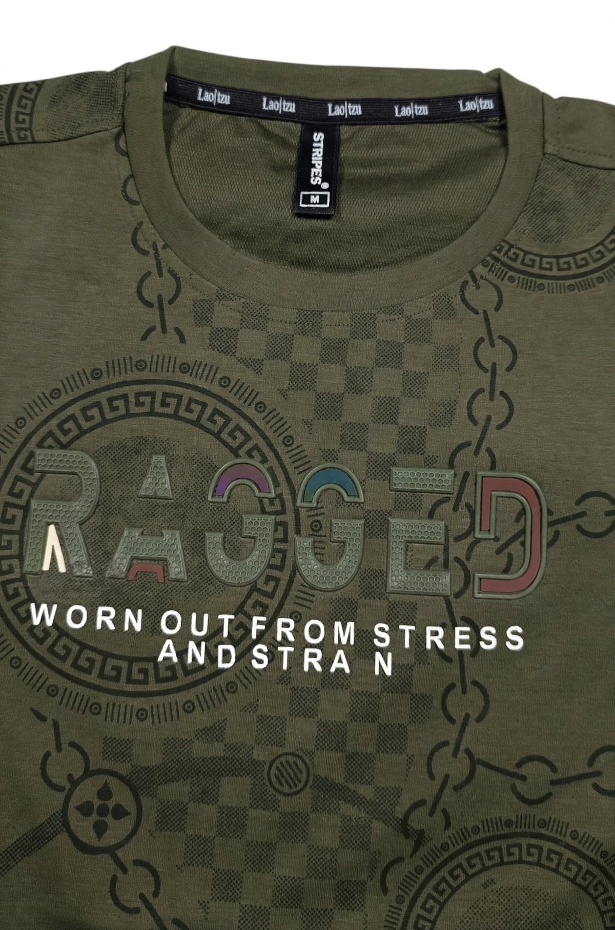 Men Olive Chain Print Full Sleeve SweatShirt | RAGGED Graphic ATL3035