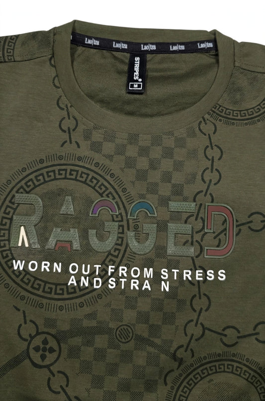 Men Olive Chain Print Full Sleeve SweatShirt | RAGGED Graphic ATL3035