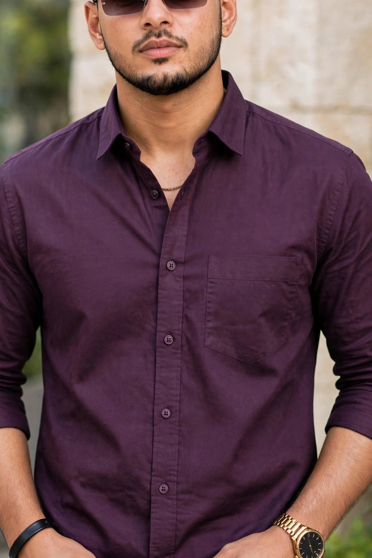 Men Wine Plain Full Sleeve Casual Shirt ZDOBBY