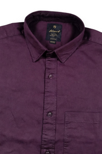 Men Wine Plain Full Sleeve Casual Shirt ZDOBBY