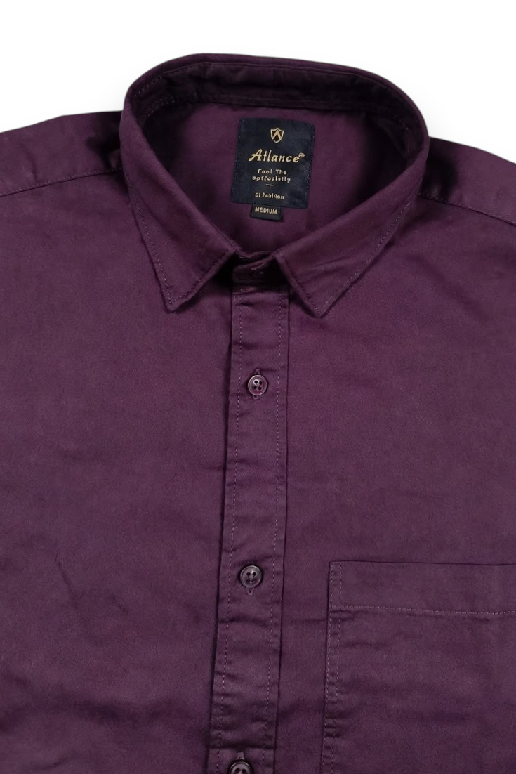 Men Wine Plain Full Sleeve Casual Shirt ZDOBBY