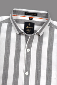 Men Black Vertical Striped Half Sleeve Casual Shirt SGV-528-1