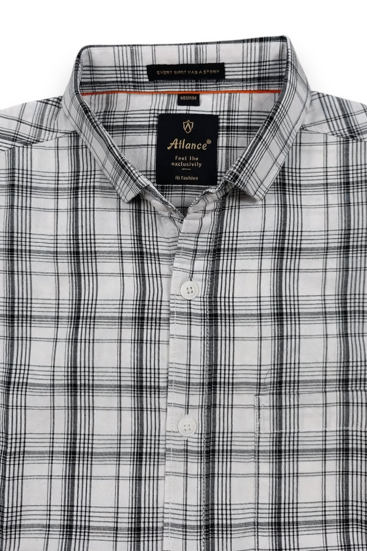 Men White Checkered Half Sleeve Casual Shirt SGV-528-5