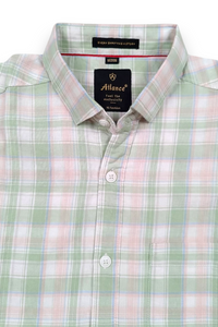 Men Peach Checkered Half Sleeve Casual Shirt SGV-528-2