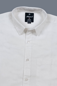 Men White Plain Full Sleeve Casual Shirt ZDOBBY