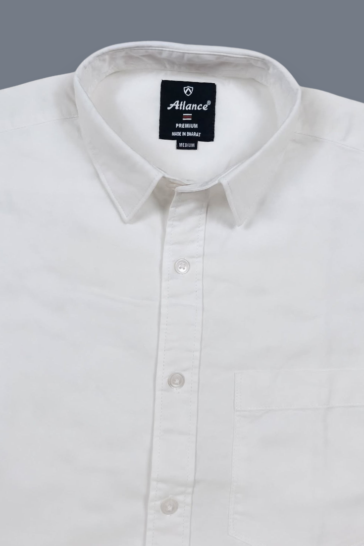 Men White Plain Full Sleeve Casual Shirt ZDOBBY