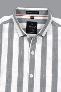 Men Grey Vertical Striped Half Sleeve Casual Shirt SGV-528-1