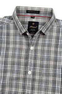 Men Grey Checkered Half Sleeve Casual Shirt SGV-528-4