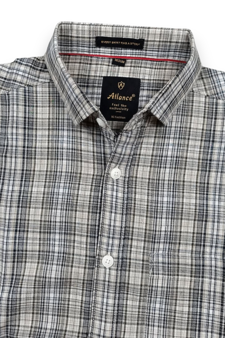 Men Grey Checkered Half Sleeve Casual Shirt SGV-528-4