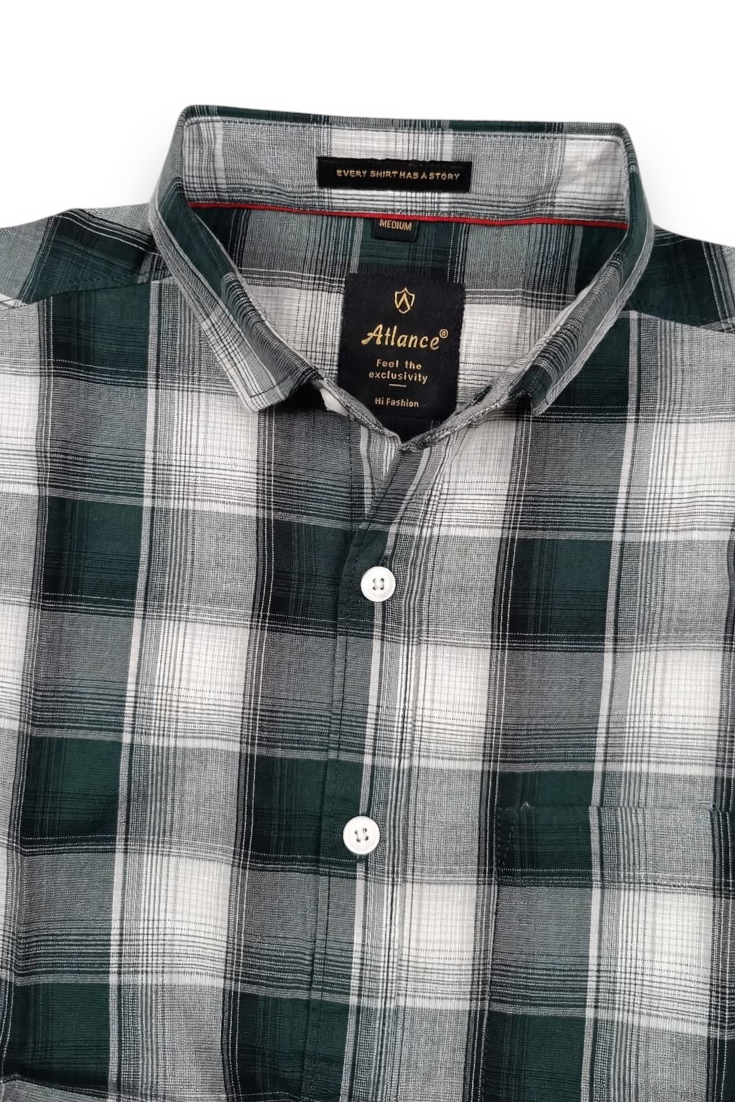 Men Parrot Green Checkered Half Sleeve Casual Shirt SGV-528-6