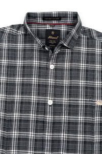 Men Dark Grey Checkered Half Sleeve Casual Shirt SGV-528-4