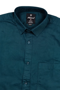 Men Teal Blue Plain Full Sleeve Casual Shirt ZDOBBY