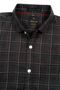 Men Coffee Checkered Half Sleeve Casual Shirt SGV-528-3