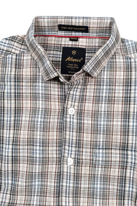 Men Brown Checkered Half Sleeve Casual Shirt SGV-528-4