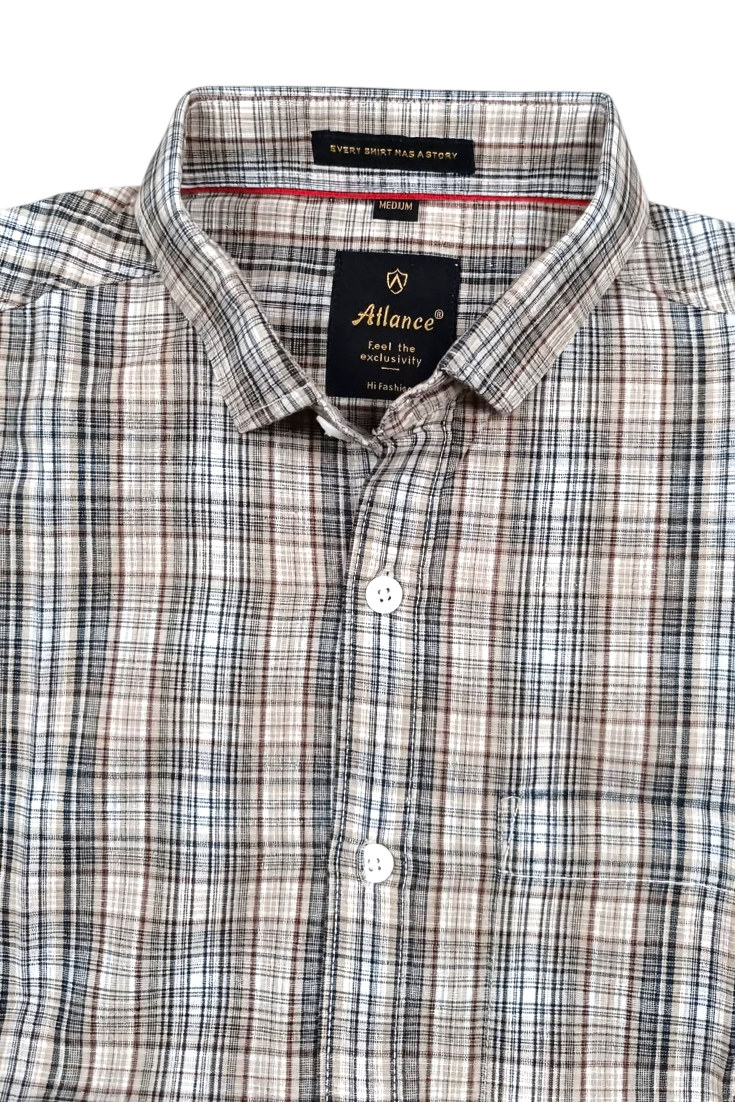 Men Brown Checkered Half Sleeve Casual Shirt SGV-528-4