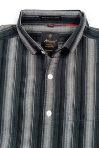 Men Green Vertical Striped Half Sleeve Casual Shirt SGV-528-1