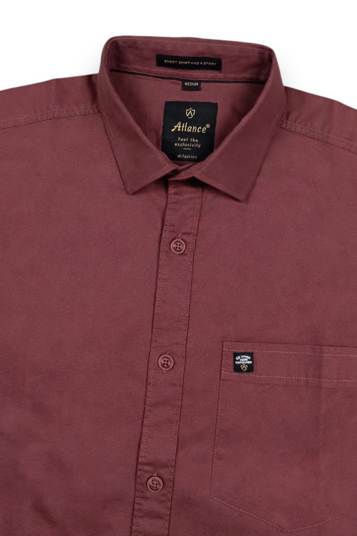 Men Mud Wine Solid Casual Shirt | Full Sleeve Shirt JK-455