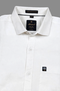 Men White Solid Casual Shirt | Full Sleeve Shirt JK-455