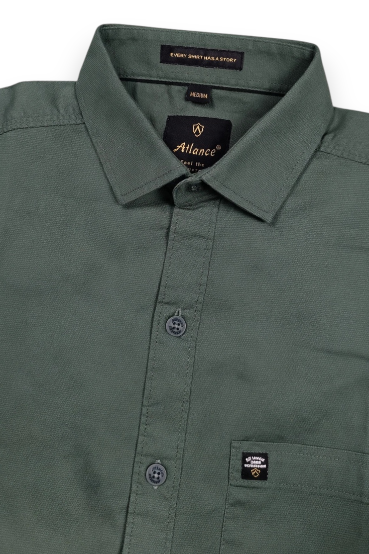 Men Persian Green Solid Casual Shirt | Full Sleeve Shirt JK-455