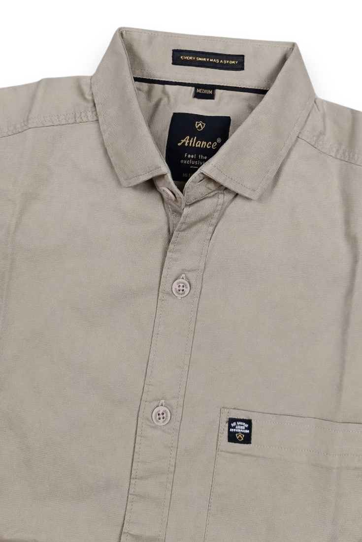 Men Khaki Solid Casual Shirt | Full Sleeve Shirt JK-455