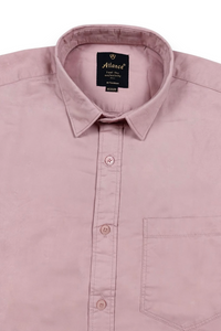 Men Rose Pink Plain Full Sleeve Casual Shirt ZDOBBY