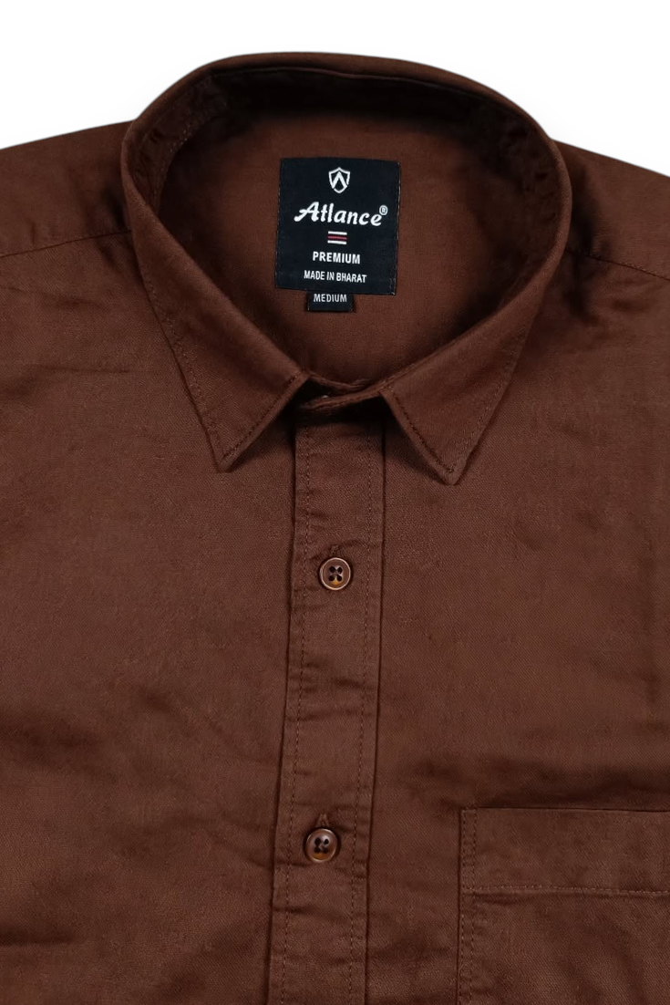 Men Coffee Plain Full Sleeve Casual Shirt ZDOBBY