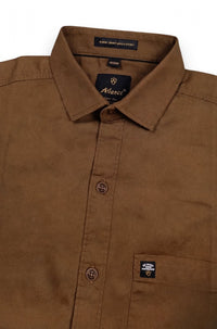 Men Dark Khakhi Solid Casual Shirt | Full Sleeve Shirt JK-455