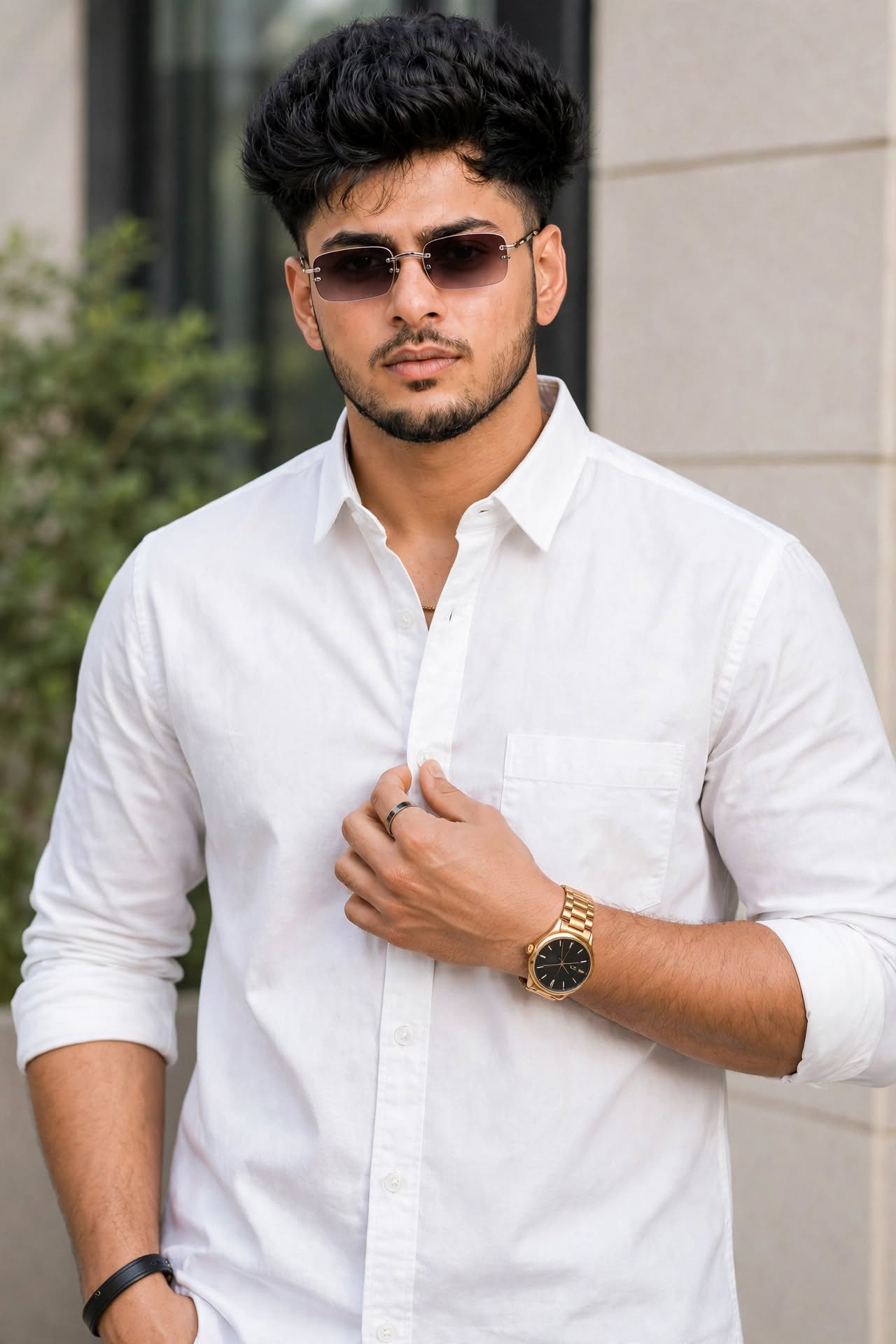 Men White Plain Full Sleeve Casual Shirt ZDOBBY